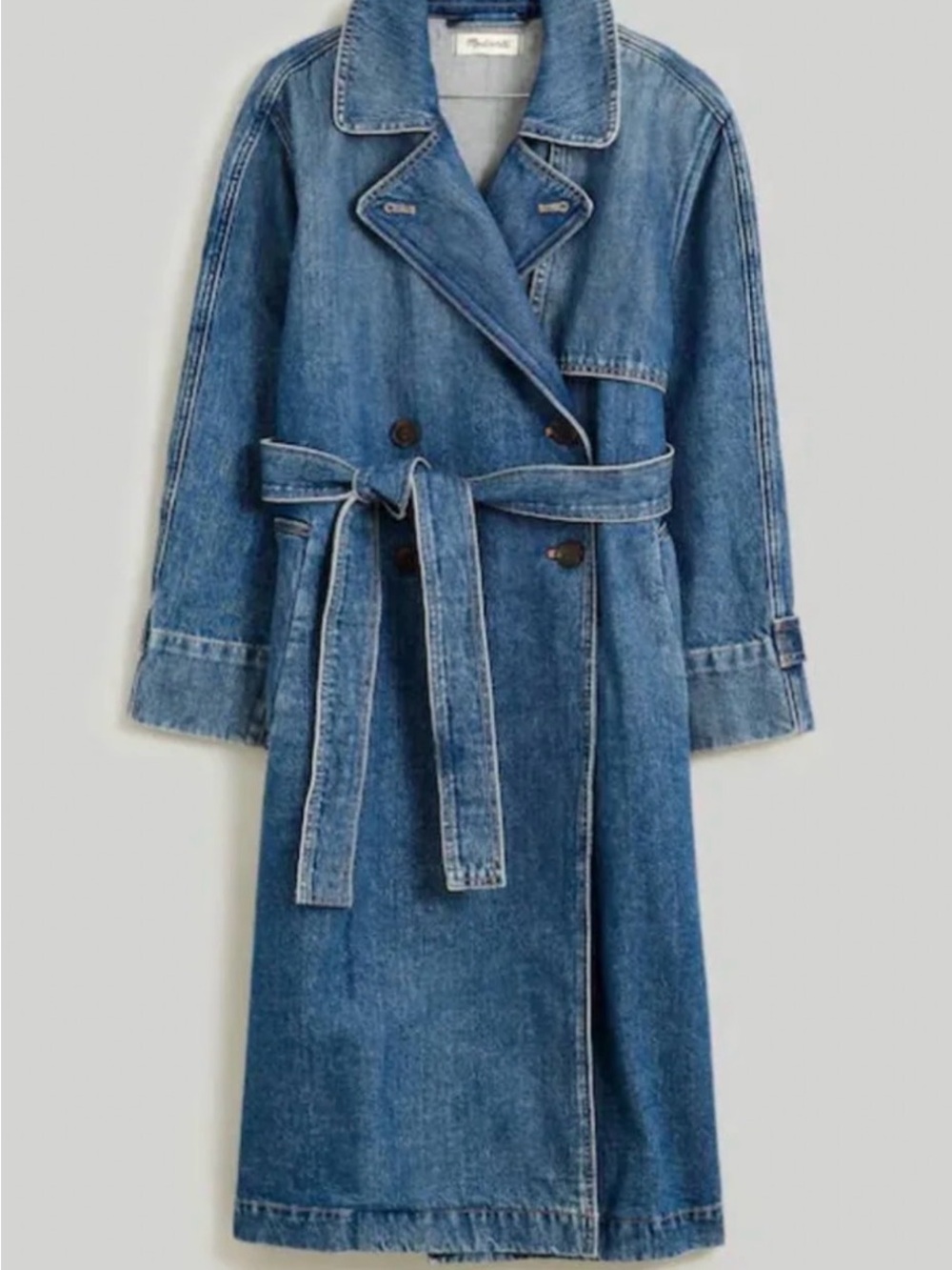 Madewell Blue Denim Trench Coat with Belt - worn once